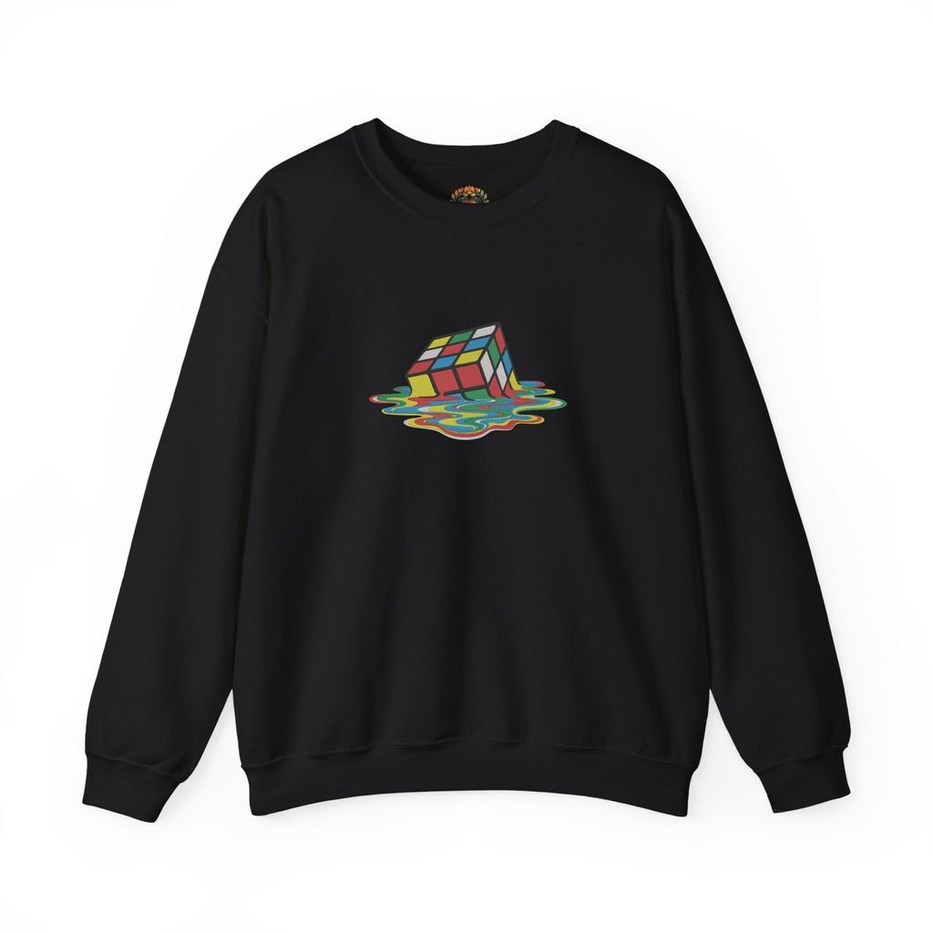 Anamorphic Illusion "Melting Rubik's Cube Embroidery Hoodie | Sweatshirt | T-shirt