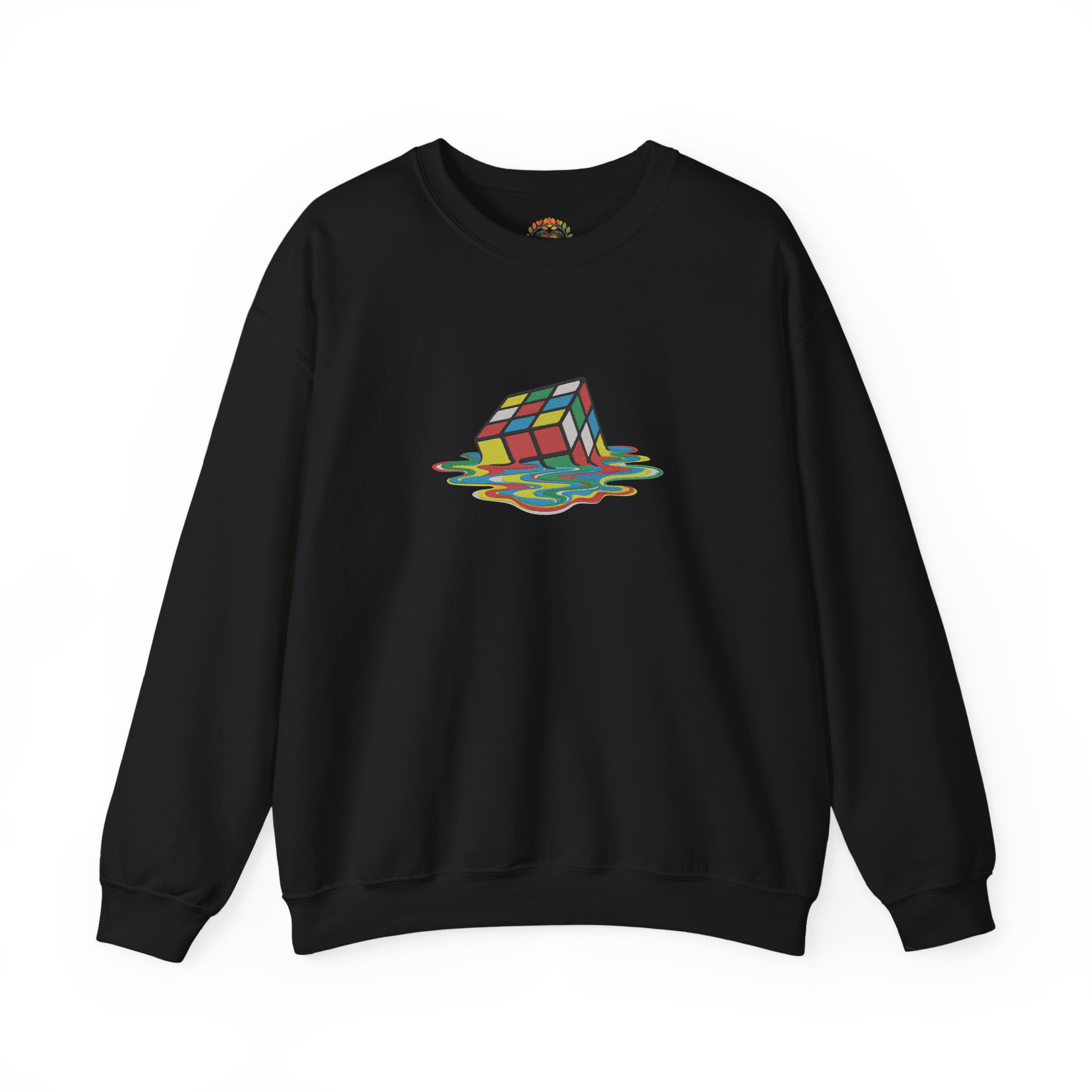 Anamorphic Illusion "Melting Rubik's Cube Embroidery Hoodie | Sweatshirt | T-shirt