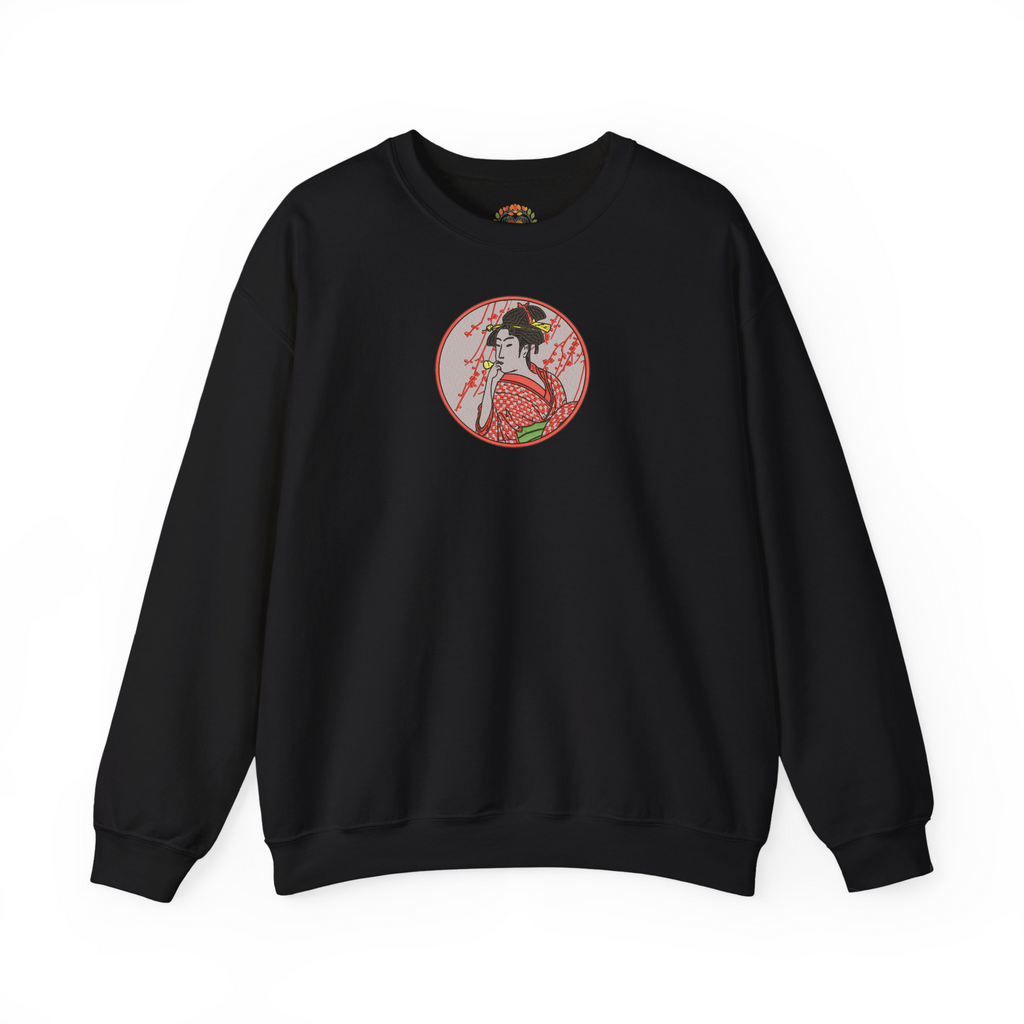 Japanese Courtesan Geisha Ukiyo-e Embroidered Hoodie | Sweatshirt