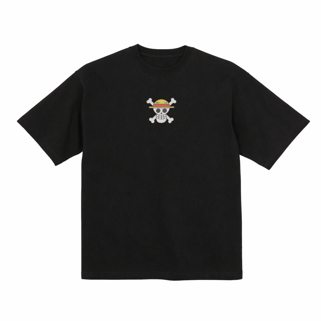 One Piece Straw Hat Embroidered T-Shirt – Heavyweight Organic Cotton Anime Shirt