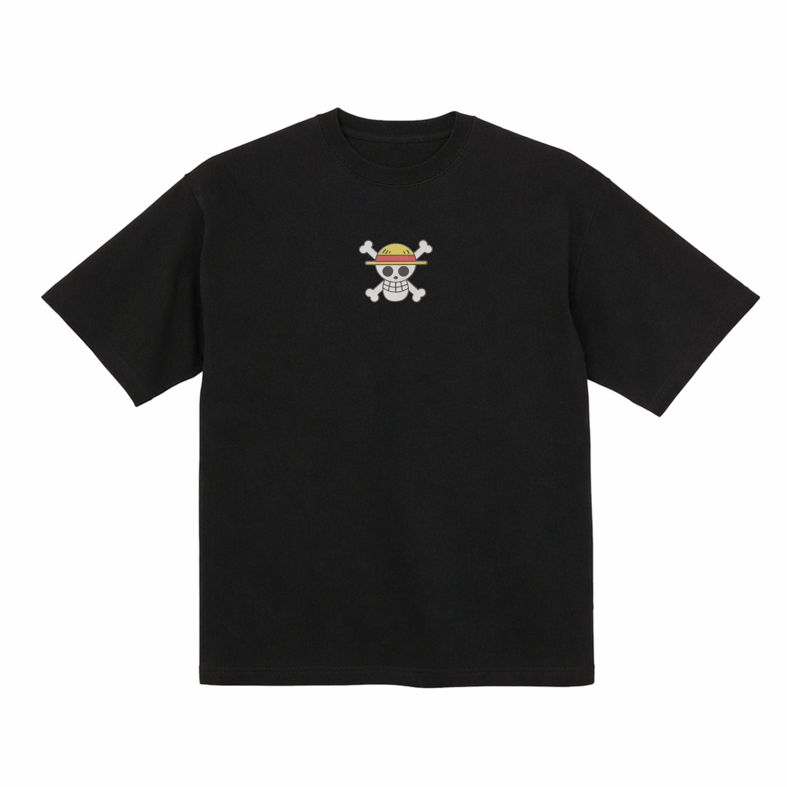 One Piece Straw Hat Embroidered T-Shirt – Heavyweight Organic Cotton Anime Shirt