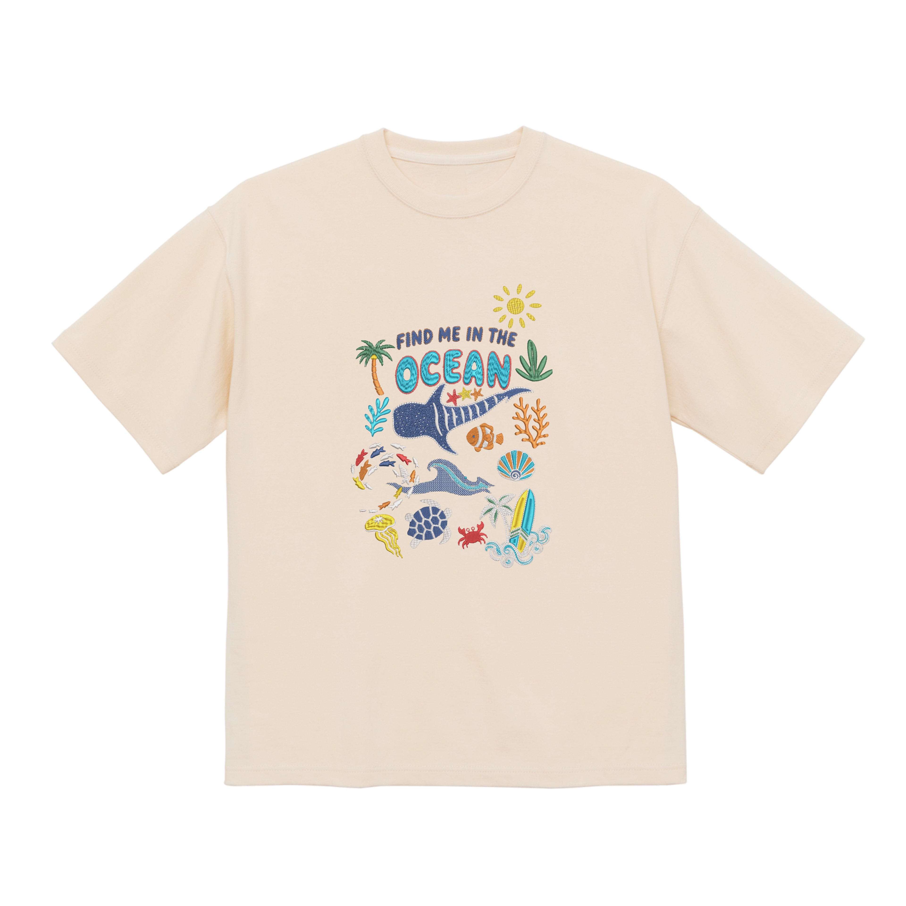 Find me in the ocean 刺繍入りプレミアムヘビーウェイトTシャツ