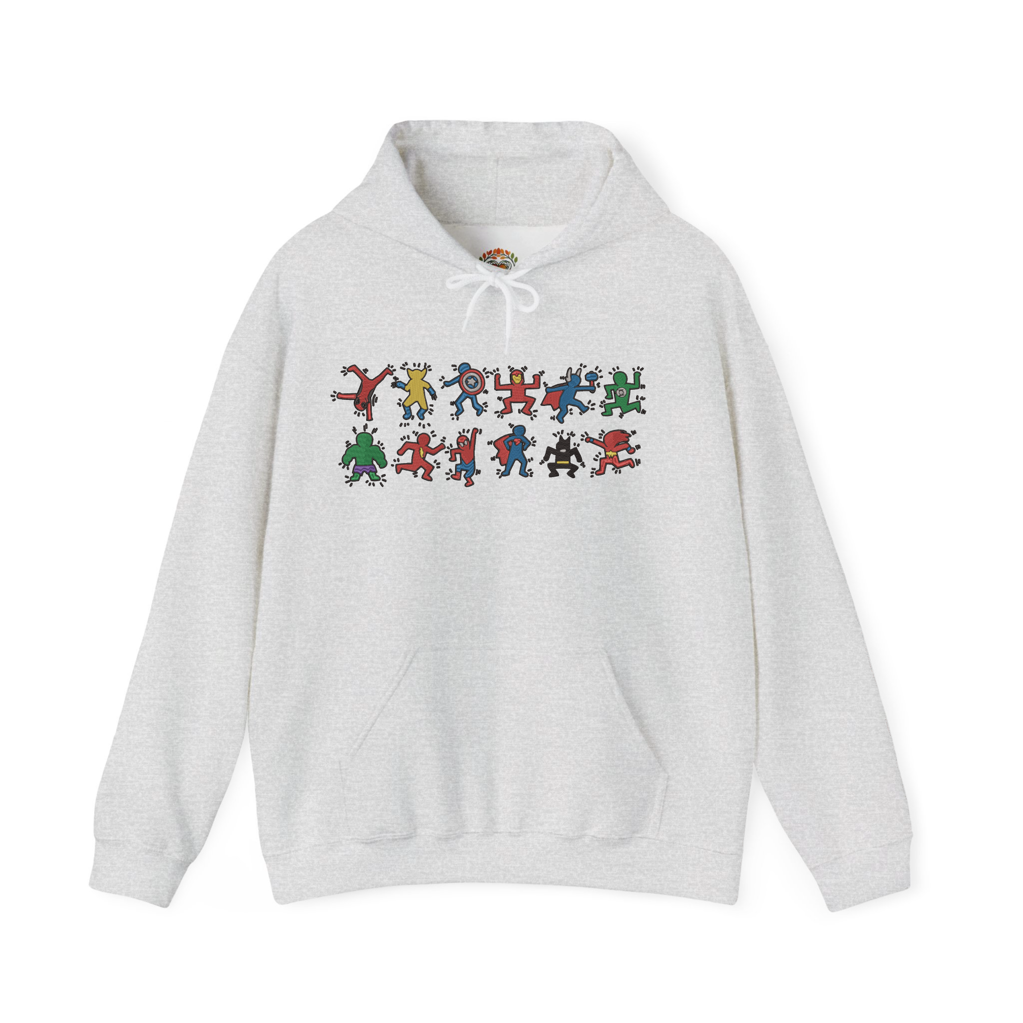 かわいい漫画のスーパーヒーローが踊る刺繍パーカー | スウェットシャツ