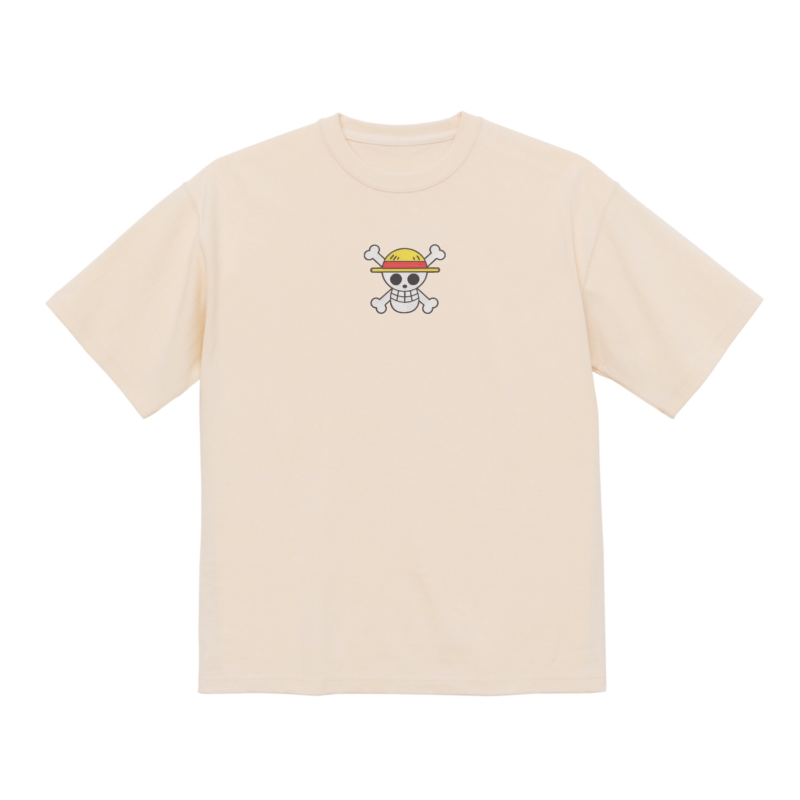 One Piece Straw Hat Embroidered T-Shirt – Heavyweight Organic Cotton Anime Shirt