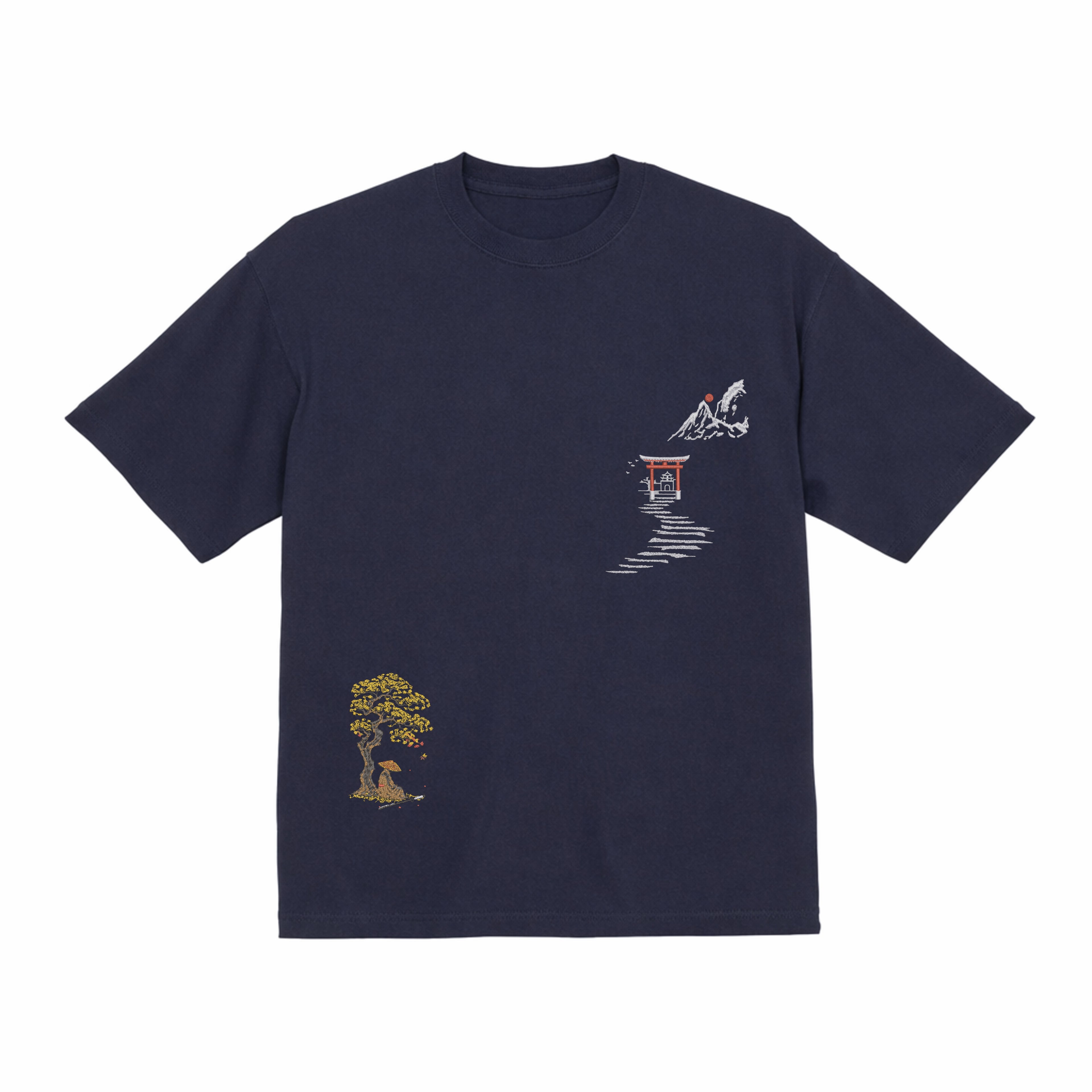 Japanese Samurai Embroidered Heavyweight Premium Cotton T shirt