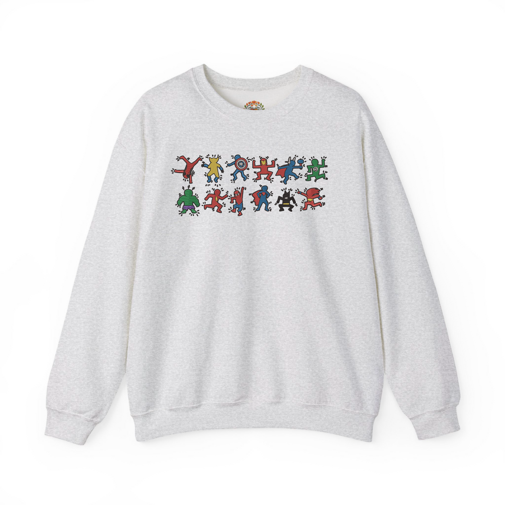 かわいい漫画のスーパーヒーローが踊る刺繍パーカー | スウェットシャツ