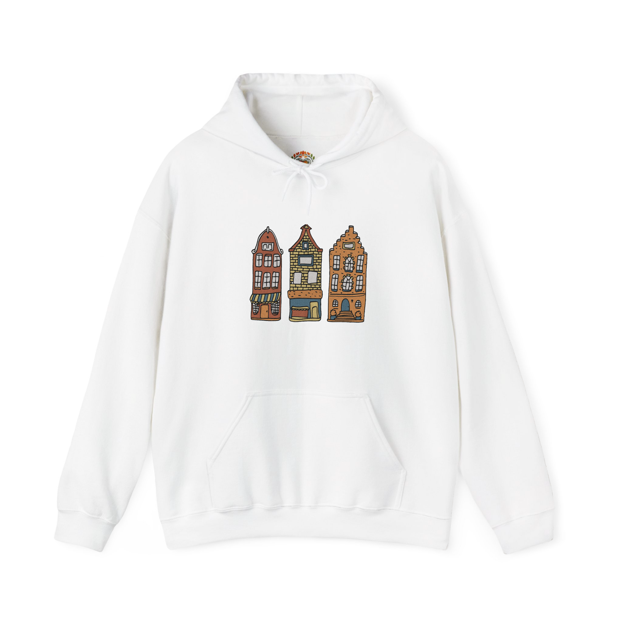 Casas del Canal de Ámsterdam | Sudadera con capucha Heritage bordada premium de 283 g