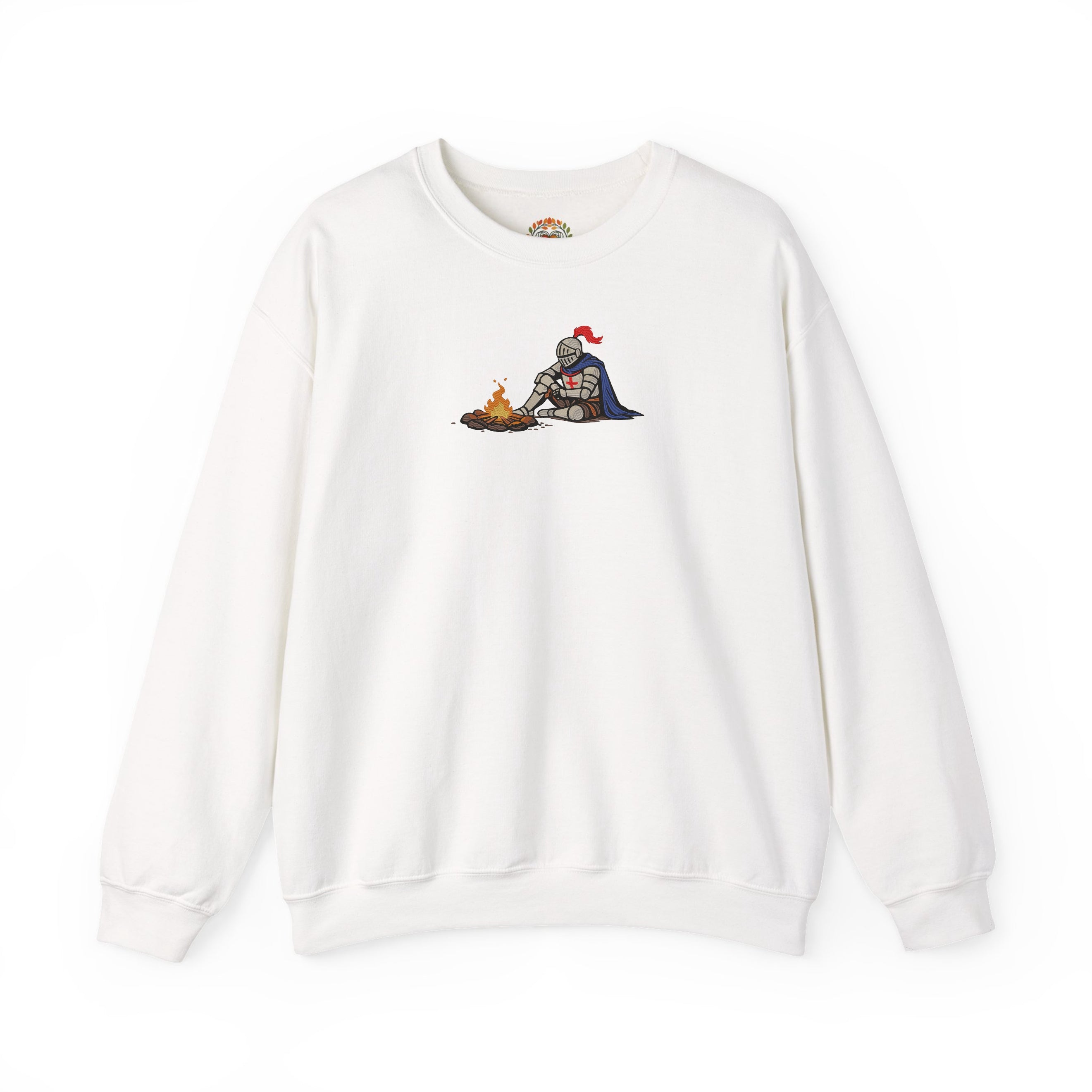 Dark Fantasy Embroidered Hoodie Templar Knight By Fire Sweatshirt Medieval Knighthood