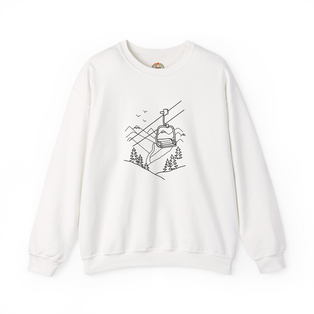 Mountain Ski Snowboarding Ropeway Embroidery Hoodie | Sweatshirt | T-shirt