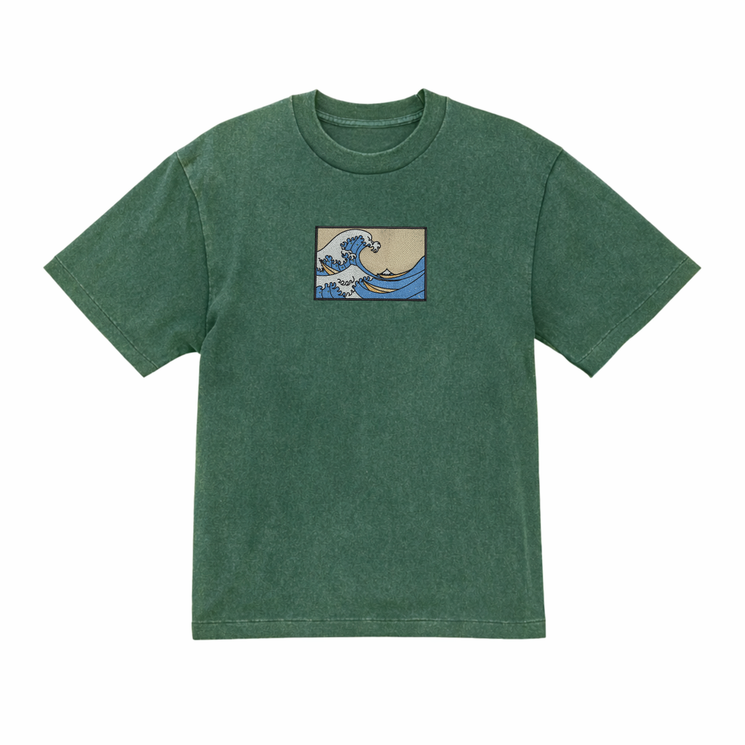 The Great Wave Off Kanagawa Premium Cotton Heavyweight Embroidered T shirt
