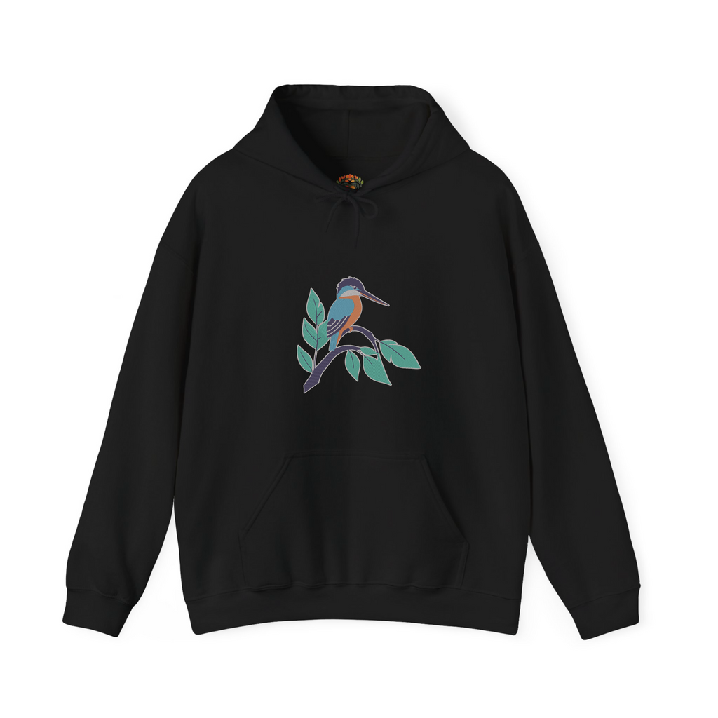 Kingfisher Bird Embroidery Hoodie | Sweatshirt | T-shirt