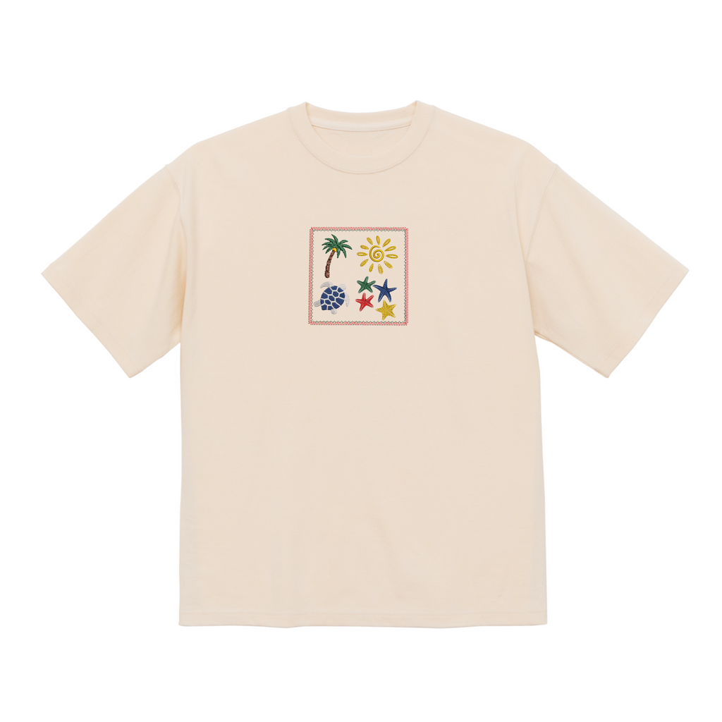Sun Beach Ocean Summer Embroidered Premium T shirt | Matching Set Adults and Kids