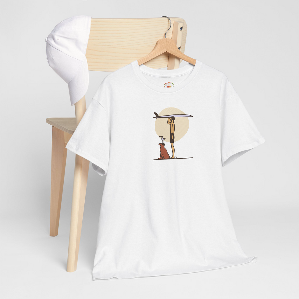 Surfer on Beach with Surfboard Embroidery Hoodie | Sweatshirt | T-shirt