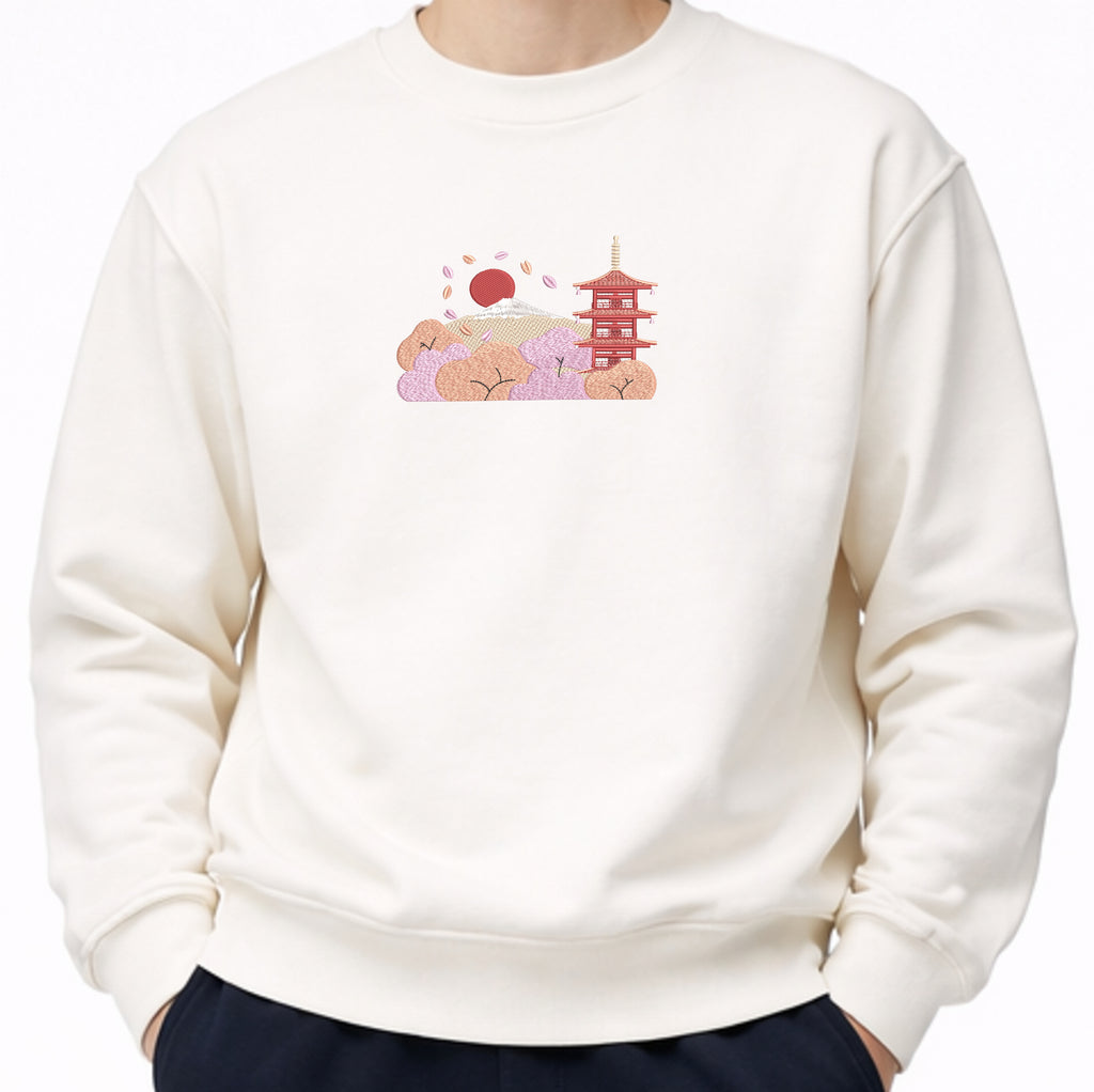 Chureito Fuji Pagoda Landscape | Embroidered 450GSM Heavyweight Sweatshirt