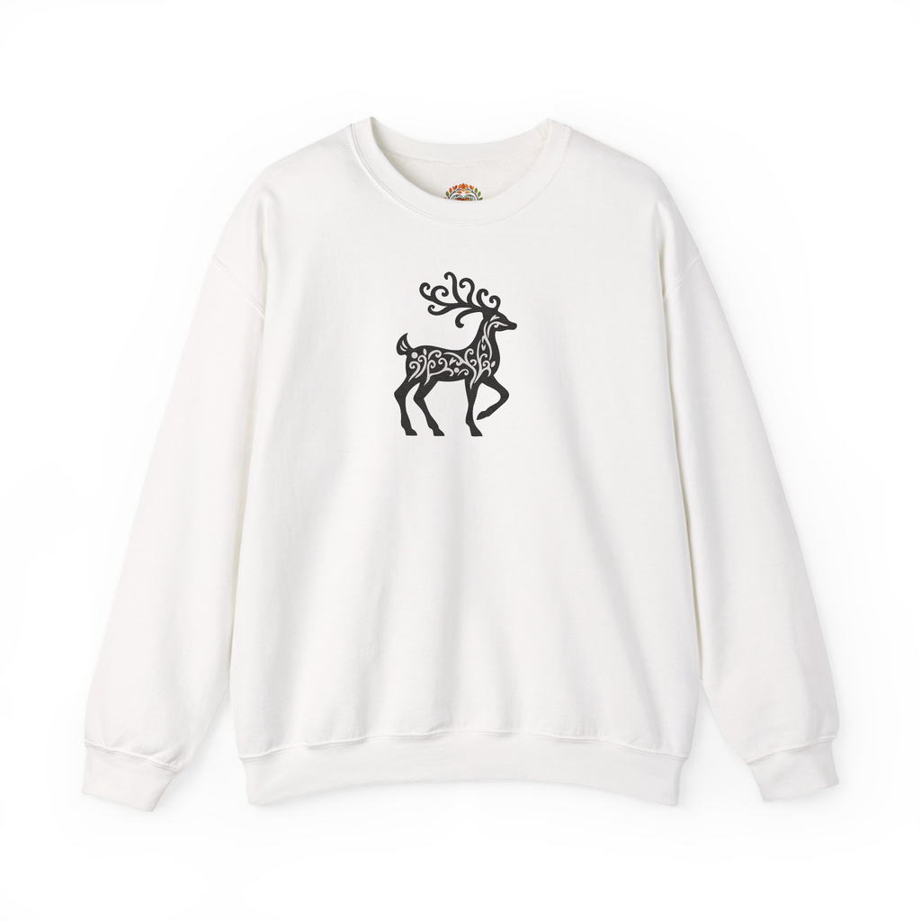 Sudadera con capucha bohemia con bordado de ciervo natural y caprichoso | Sudadera