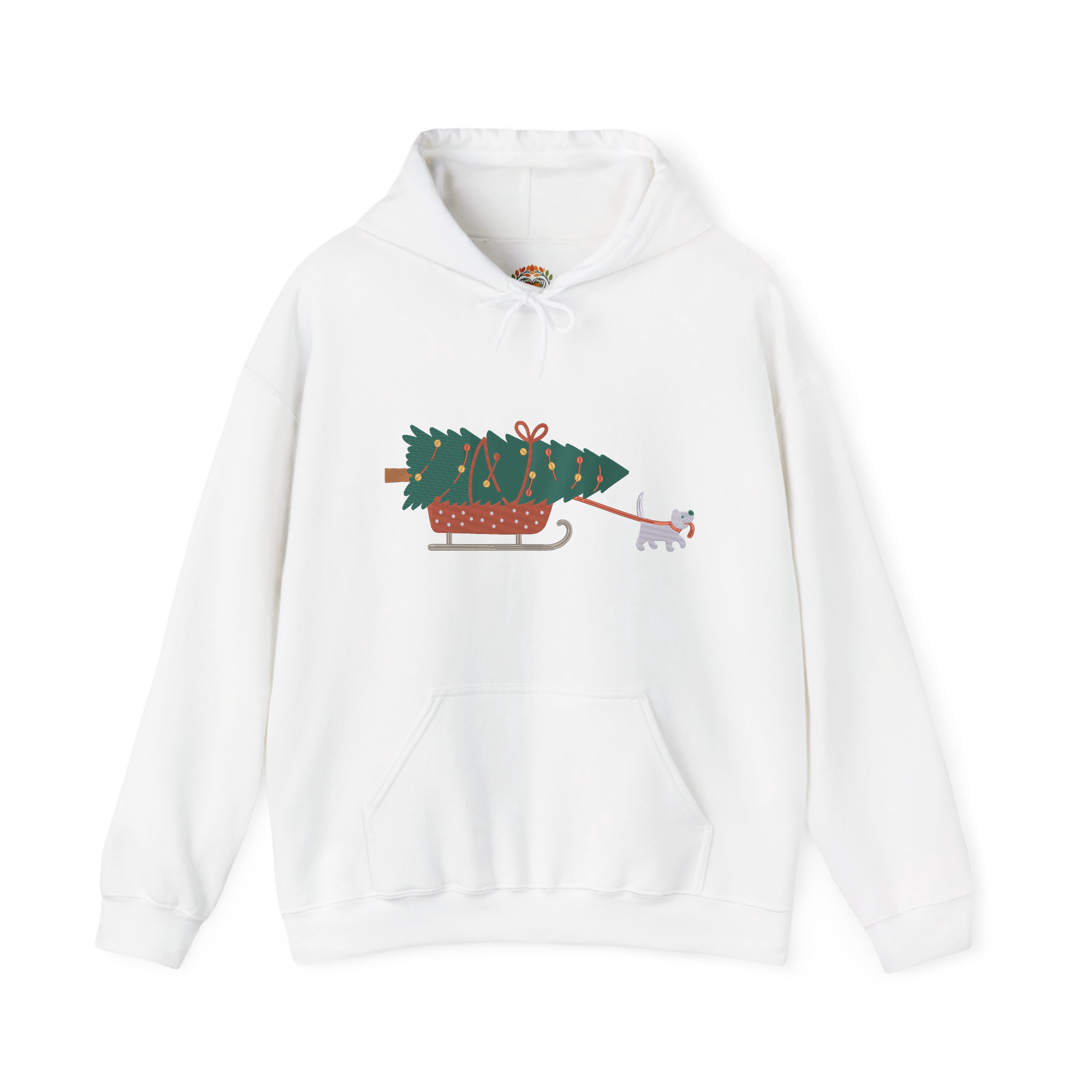 Cute Dog Celebrating Christmas Embroidery Hoodie | Sweatshirt | T-shirt