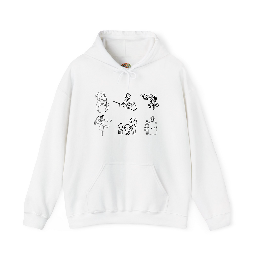 Sudadera con capucha bordada con arte lineal inspirado en Ghibli | Sudadera | Camiseta