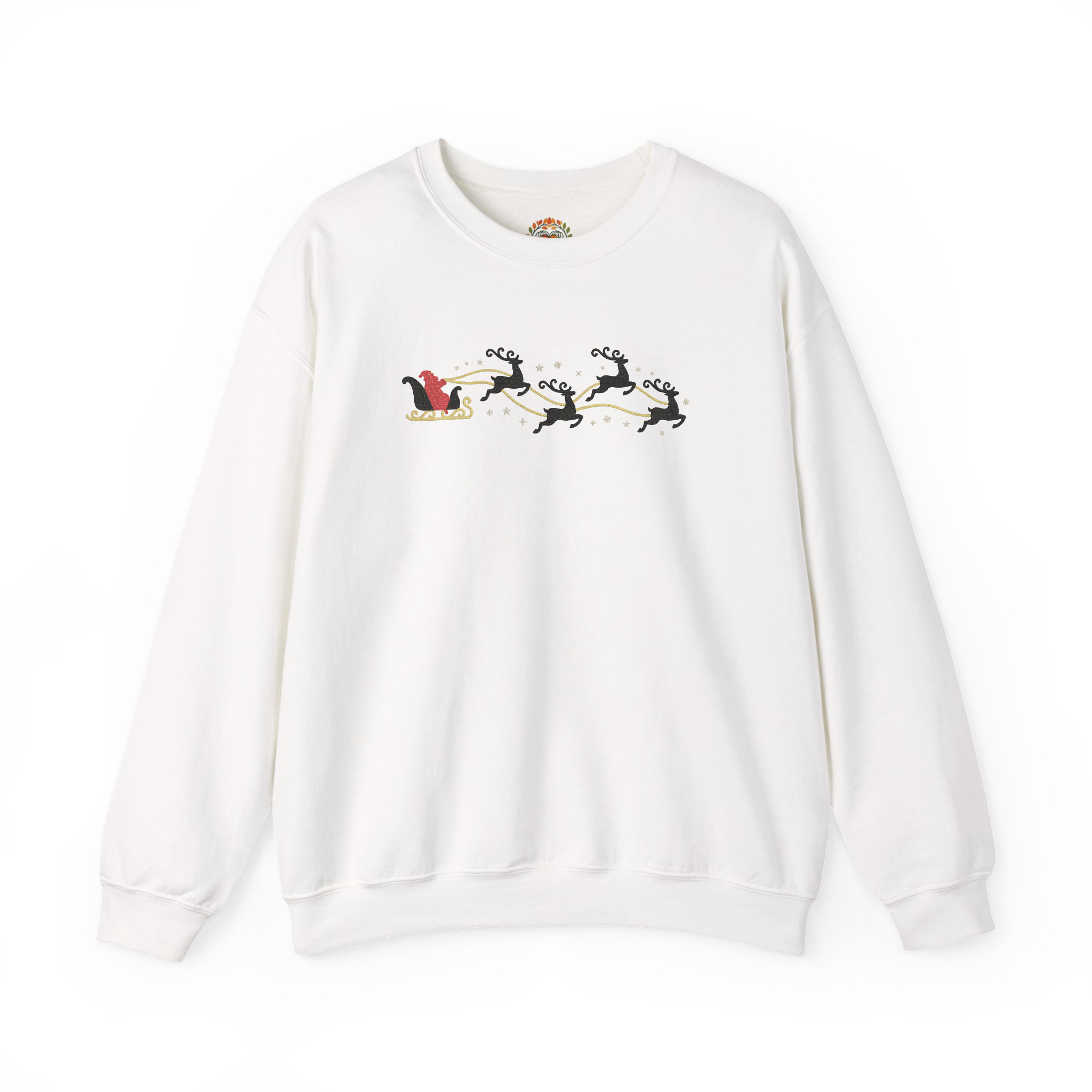 Christmas Santa Flying Reindeer Hoodie Embroidery Hoodie | Sweatshirt | T-shirt