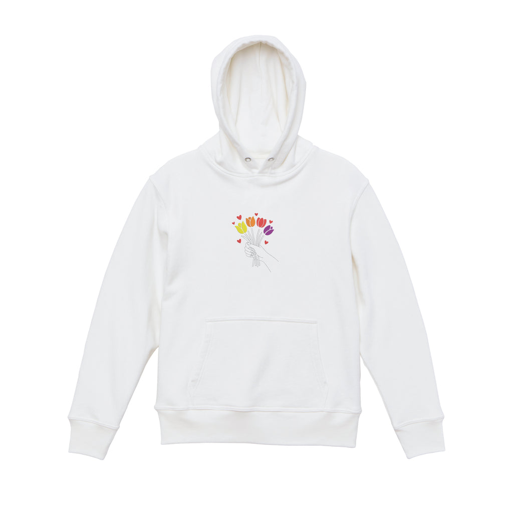 Colorful Tulip Flower Bouquet Embroidered Heavyweight Hoodie and Sweatshirt