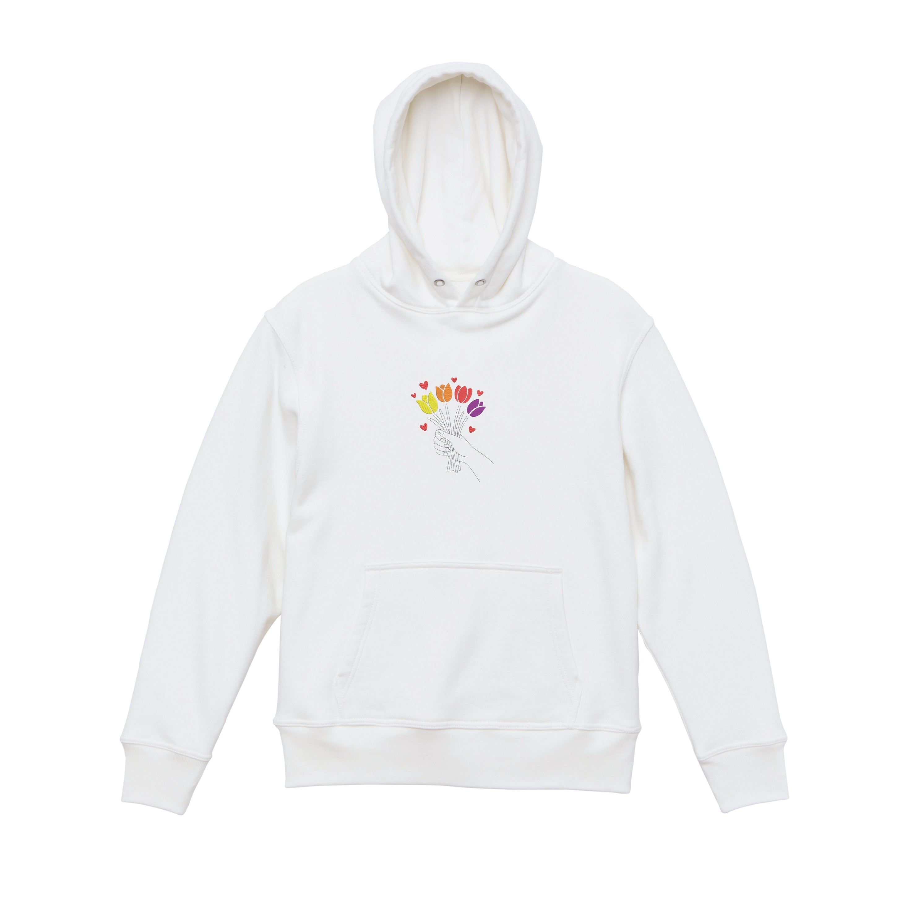 Colorful Tulip Flower Bouquet Embroidered Heavyweight Hoodie and Sweatshirt