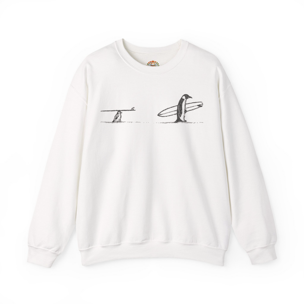 Penguin Surfing Embroidery Hoodie | Sweatshirt | T-shirt