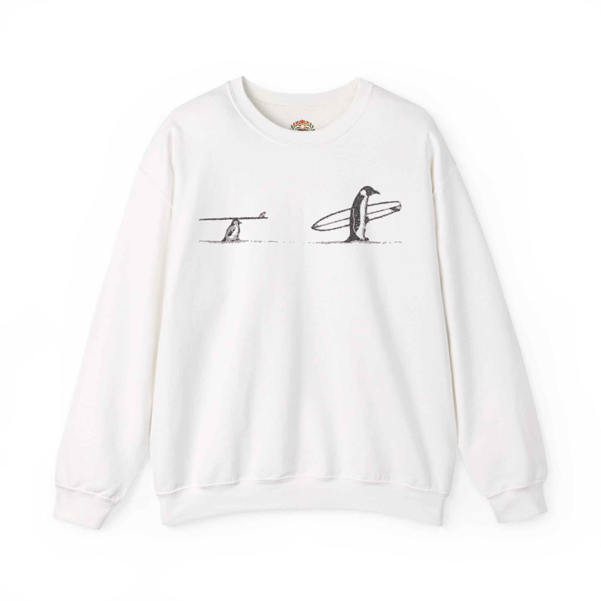 Penguin Surfing Embroidery Hoodie | Sweatshirt | T-shirt