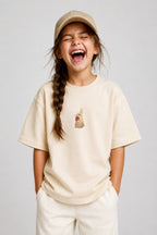 Bunny and Strawberry Embroidered 250 GSM Organic Cotton T shirt | Adults and Kids Matching Set