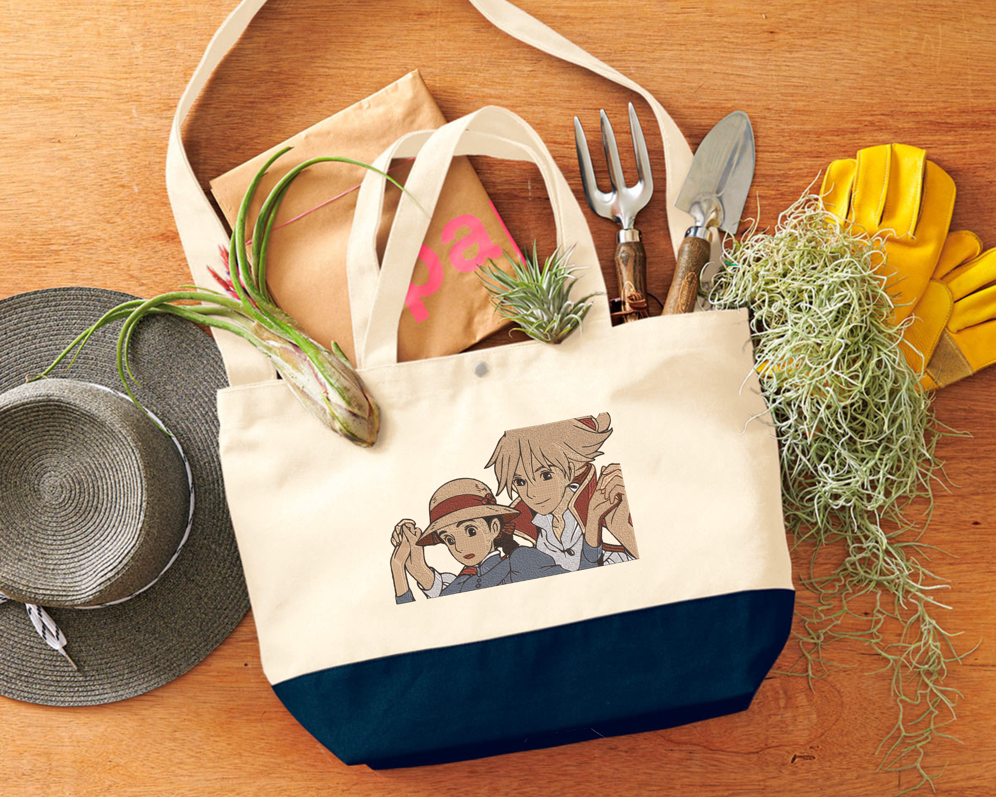 ジブリ ハウルの動く城 ハウル ソフィー 刺繍 トートバッグ