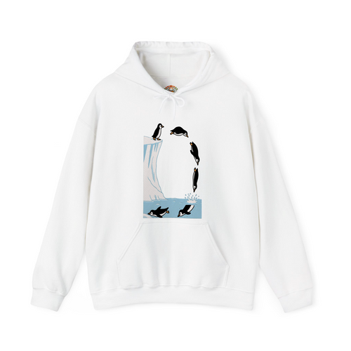 Sudadera con capucha y sudadera bordada de peso pesado premium Penguin Diving