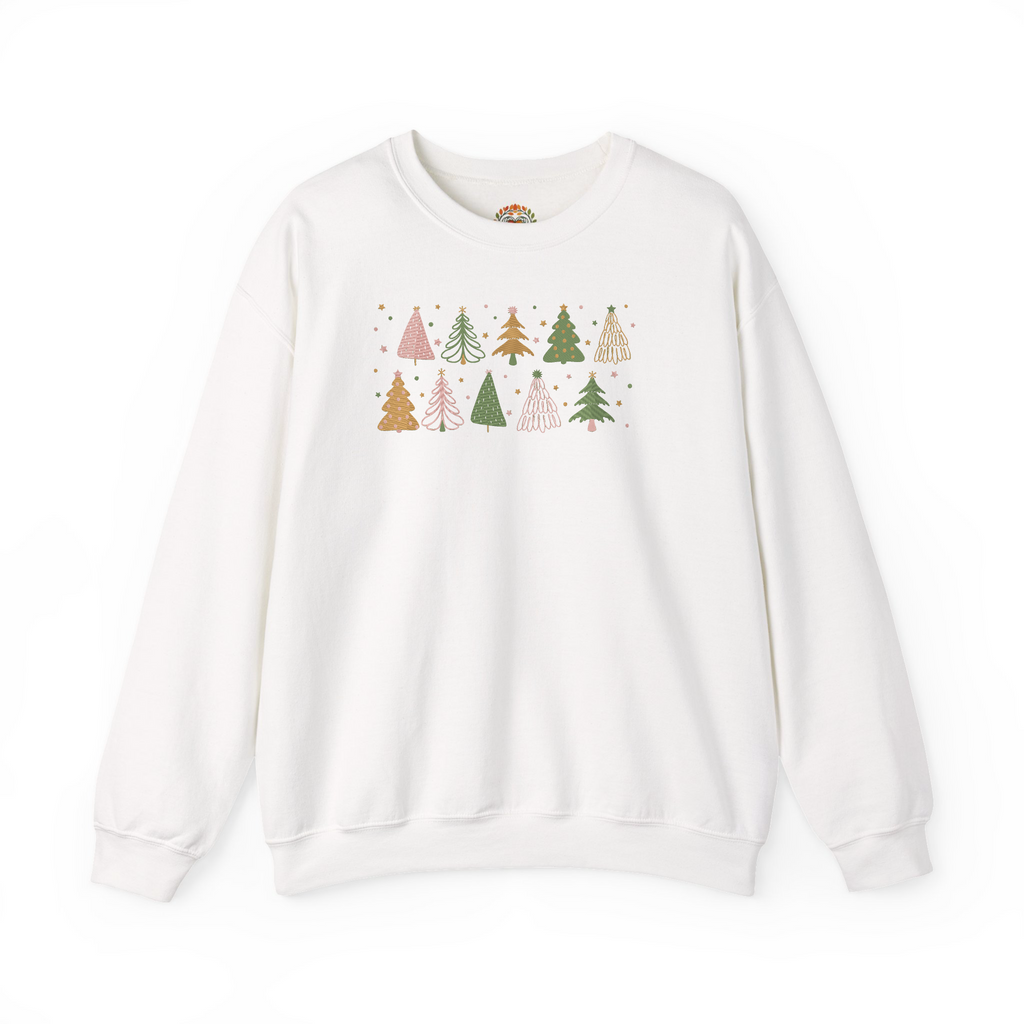 Colorful Decorative Christmas Trees Embroidery Hoodie | Sweatshirt