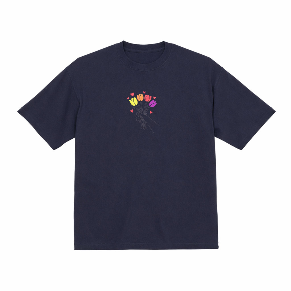 Colorful Tulip Flower Bouquet Embroidered Premium T shirt