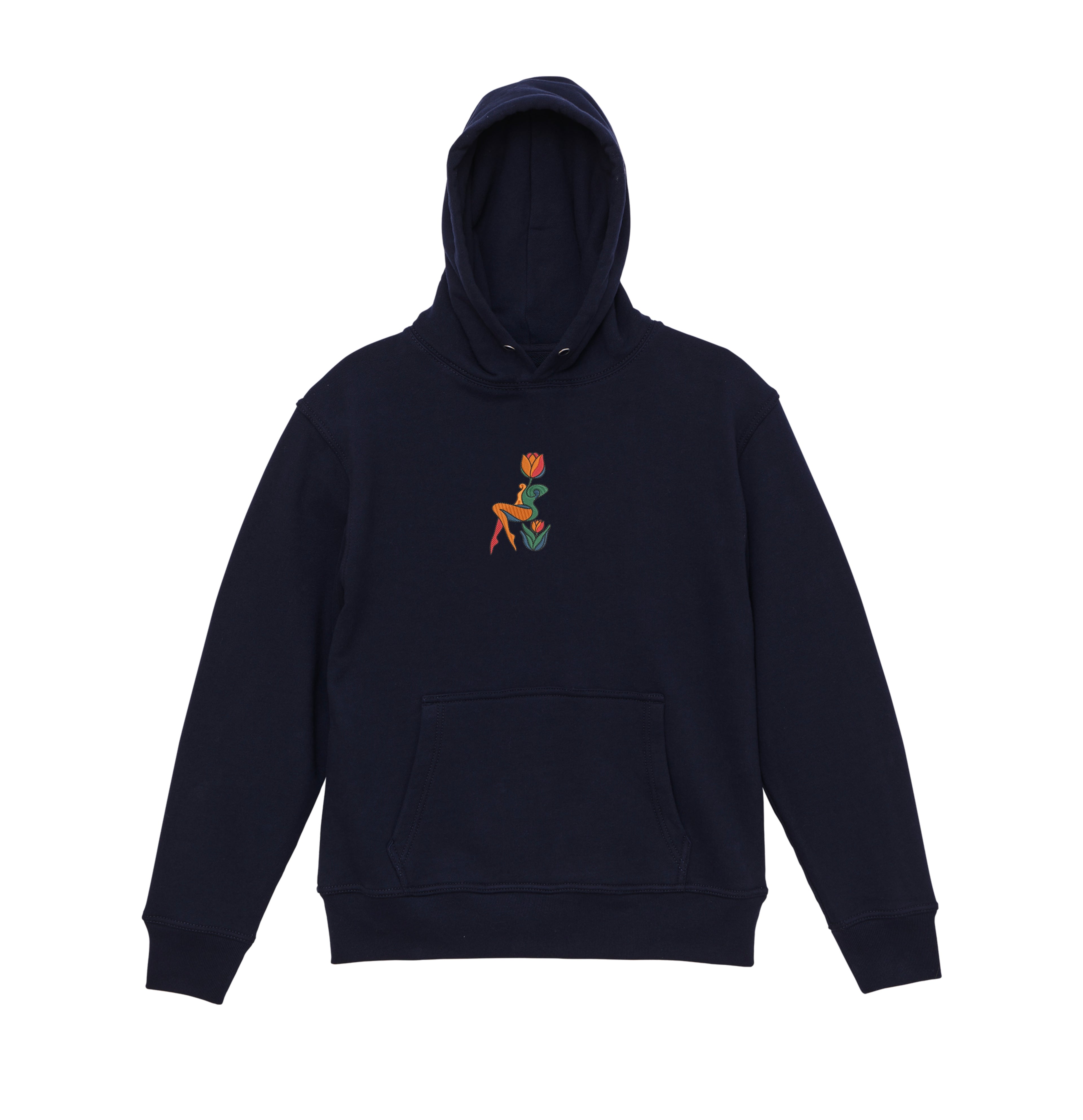 Abstract Tulip Lady Mural Embroidered Heavyweight Hoodie and Sweatshirt