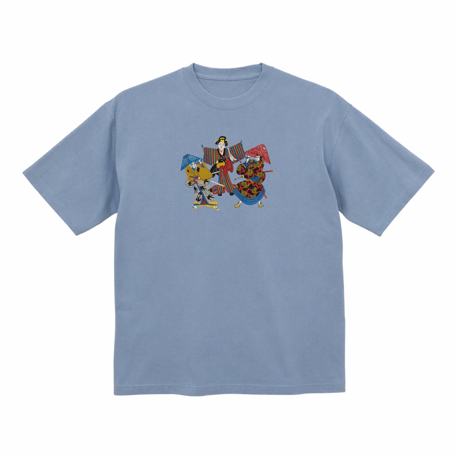 Embroidered Geisha Kabuki Japanese Streetwear Cotton Heavyweight T shirt