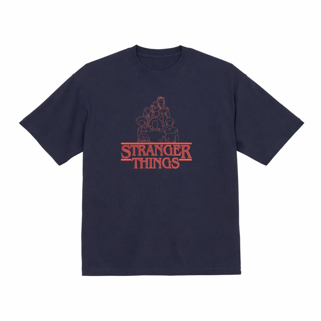 Stranger Things Cast Line Art Embroidered Premium T shirt