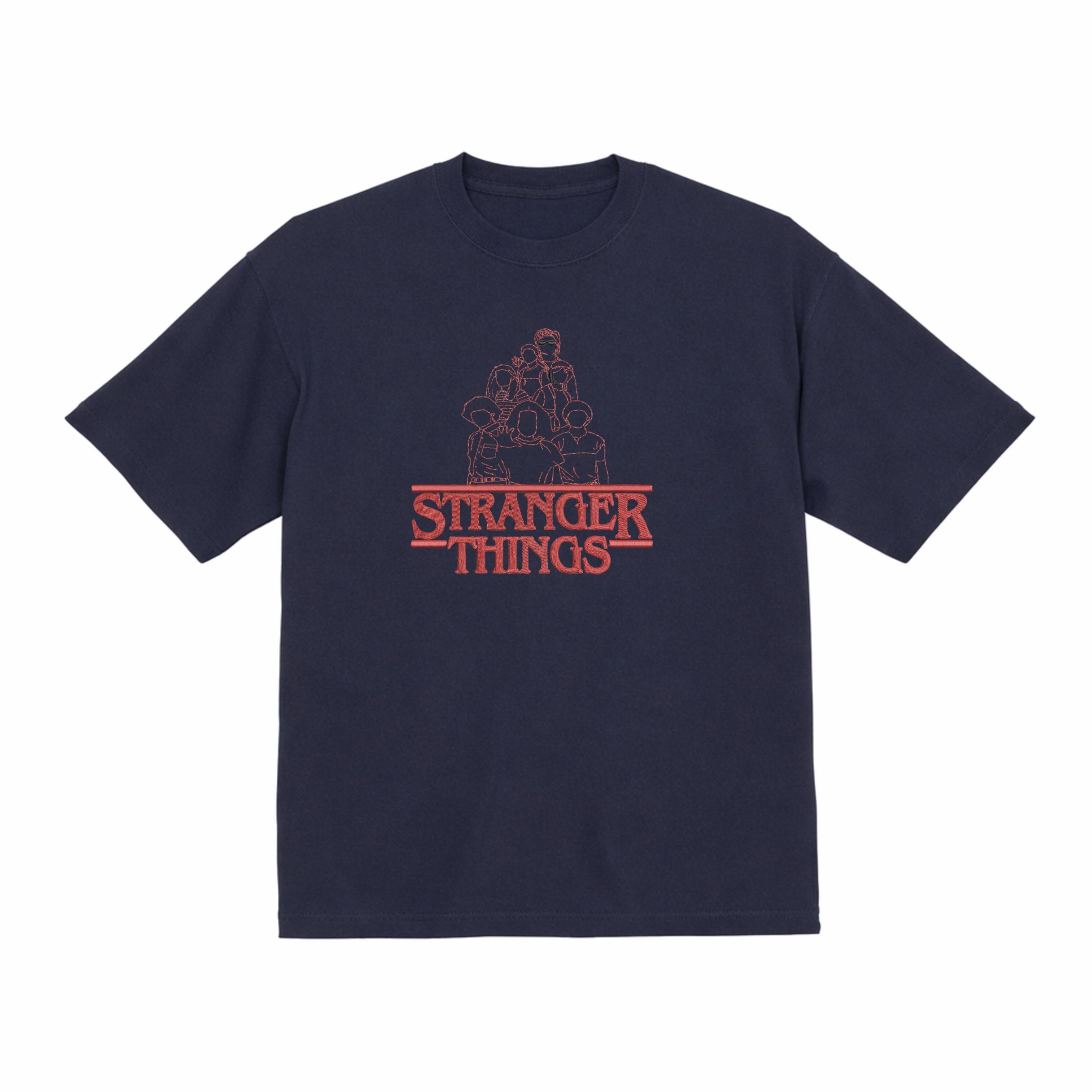 Stranger Things Cast Line Art Embroidered Premium T shirt