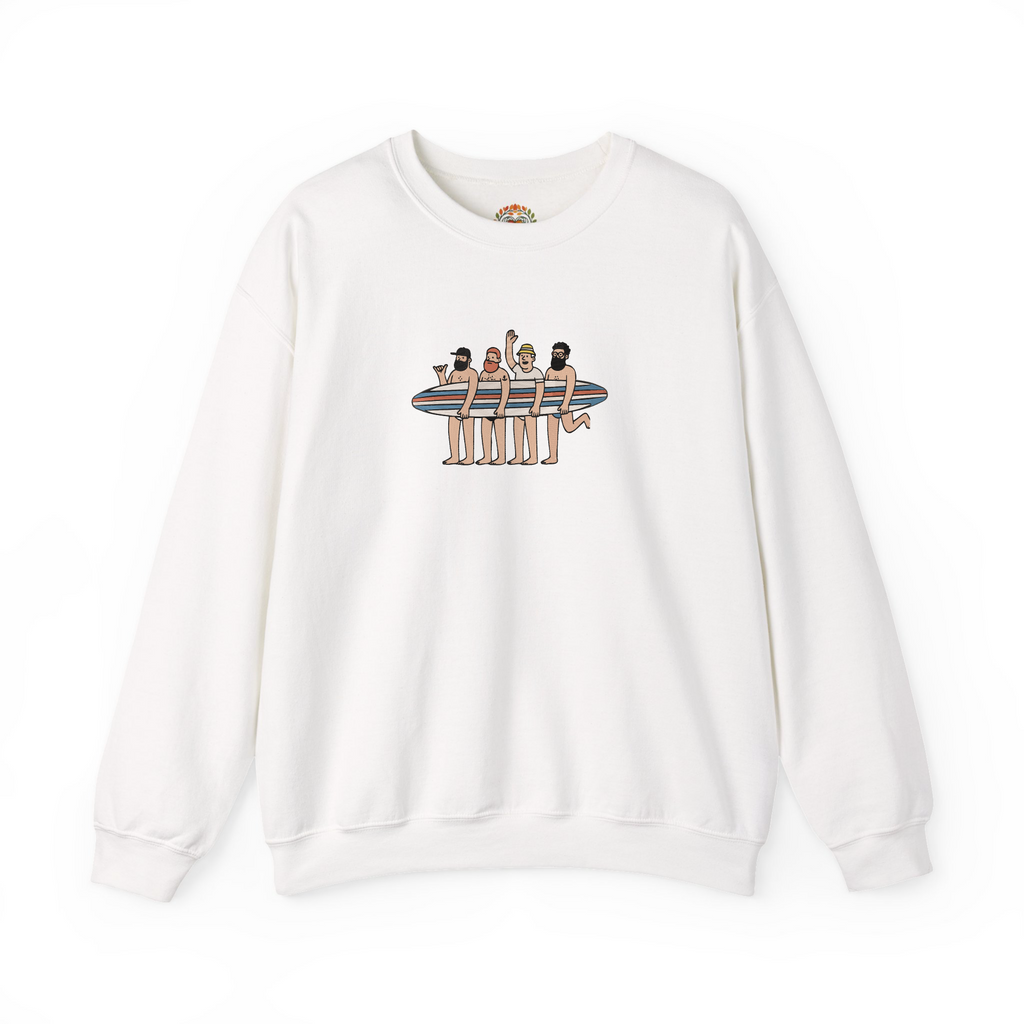 Surfers Gang on the Beach Embroidery Hoodie | Sweatshirt