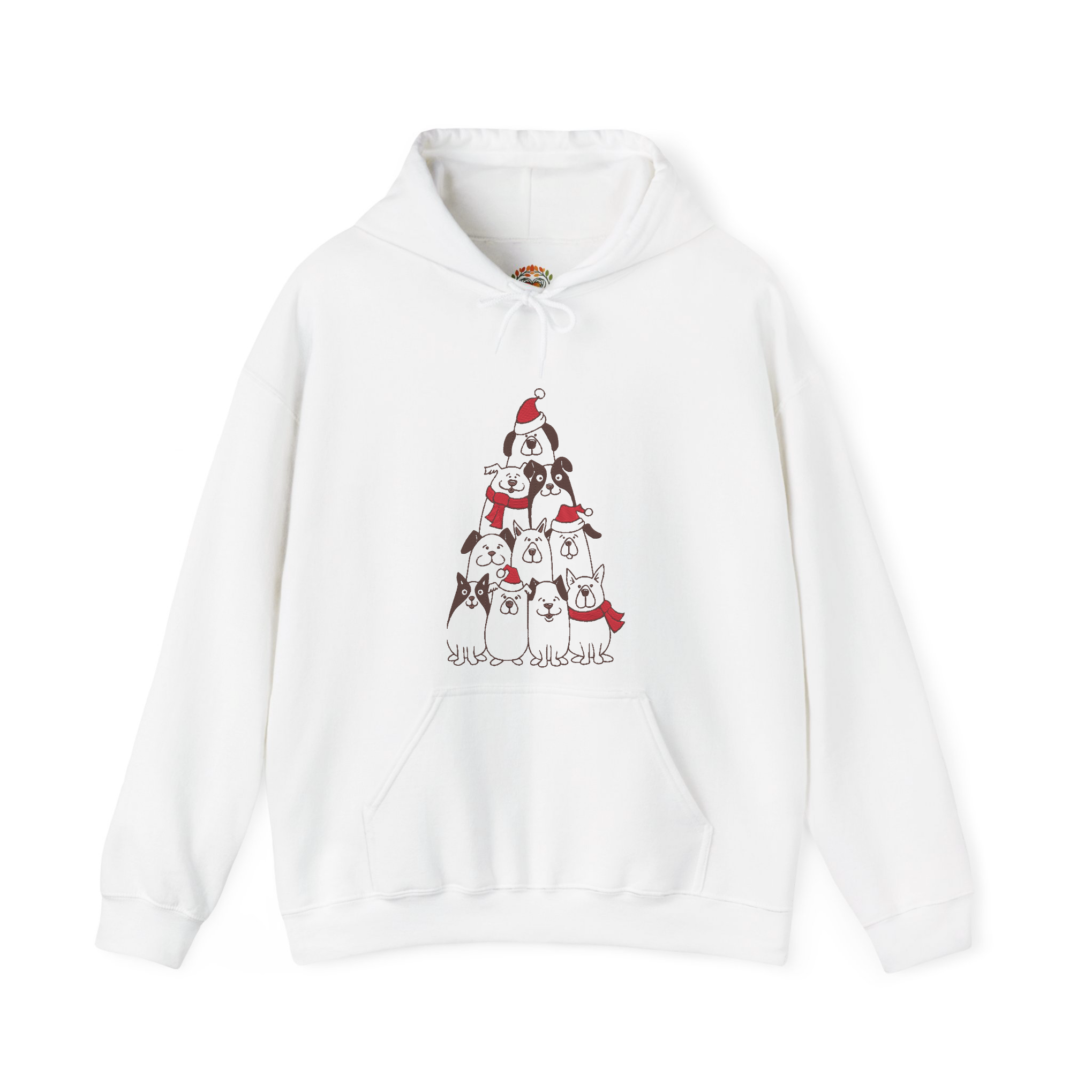 Christmas Dog Lover Holiday Xmas Tree Embroidery Hoodie | Sweatshirt | T-shirt
