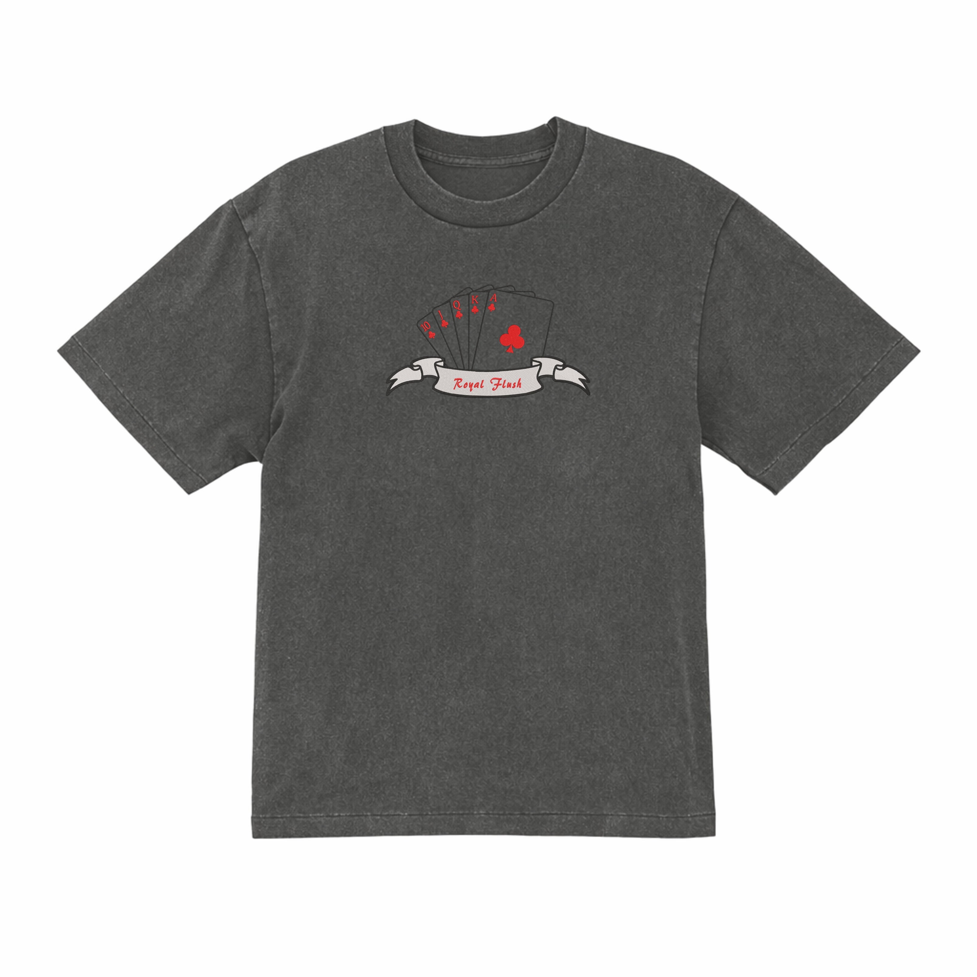 Royal Flush Cards Embroidered Premium Cotton Heavyweight T shirt