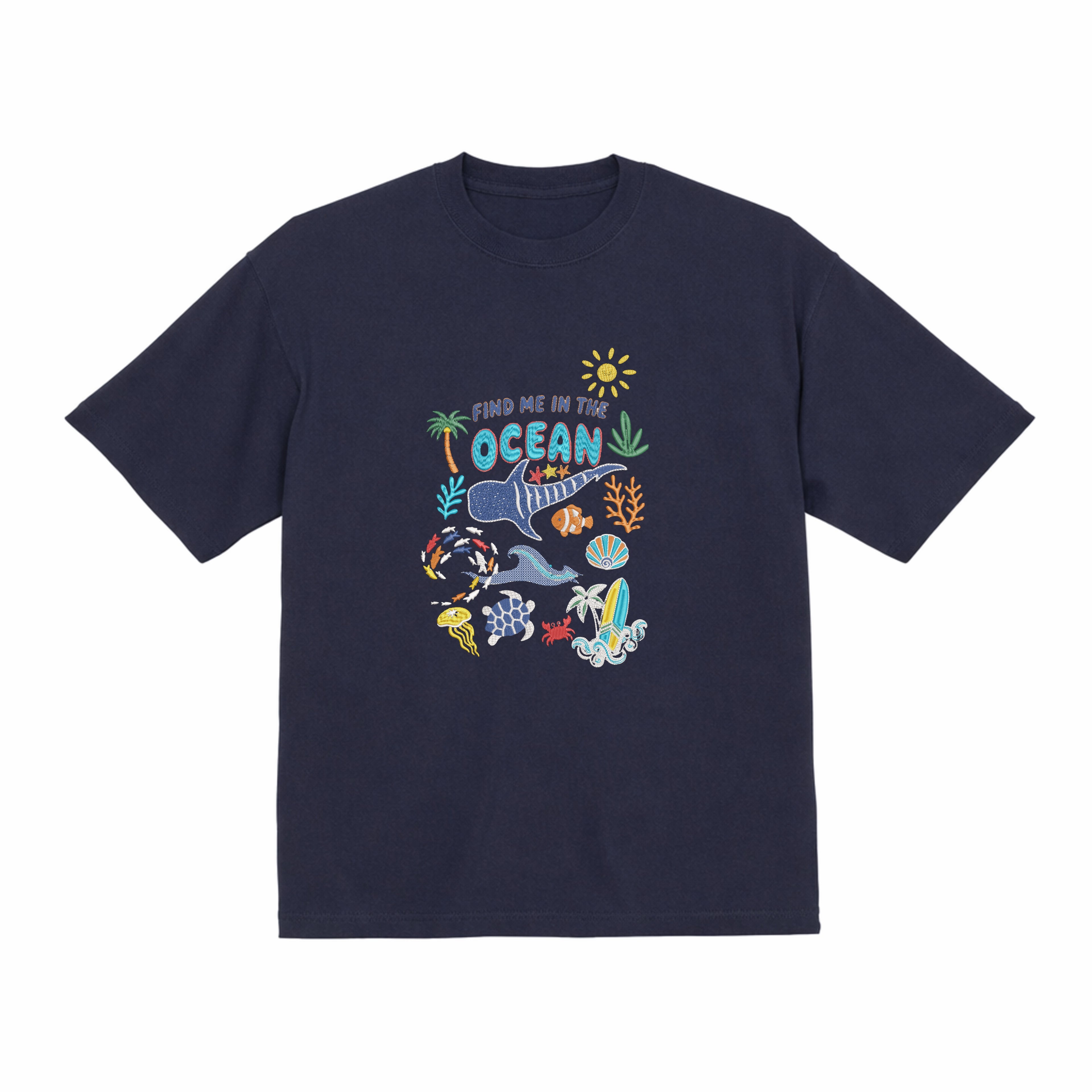 Find me in the ocean 刺繍入りプレミアムヘビーウェイトTシャツ