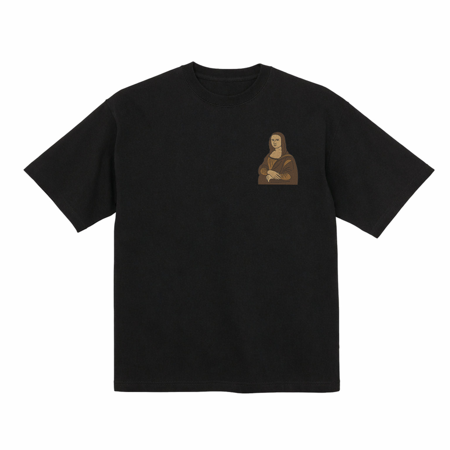 Mona Lisa Leonardo Da Vinci Premium Cotton Heavyweight Embroidered T shirt