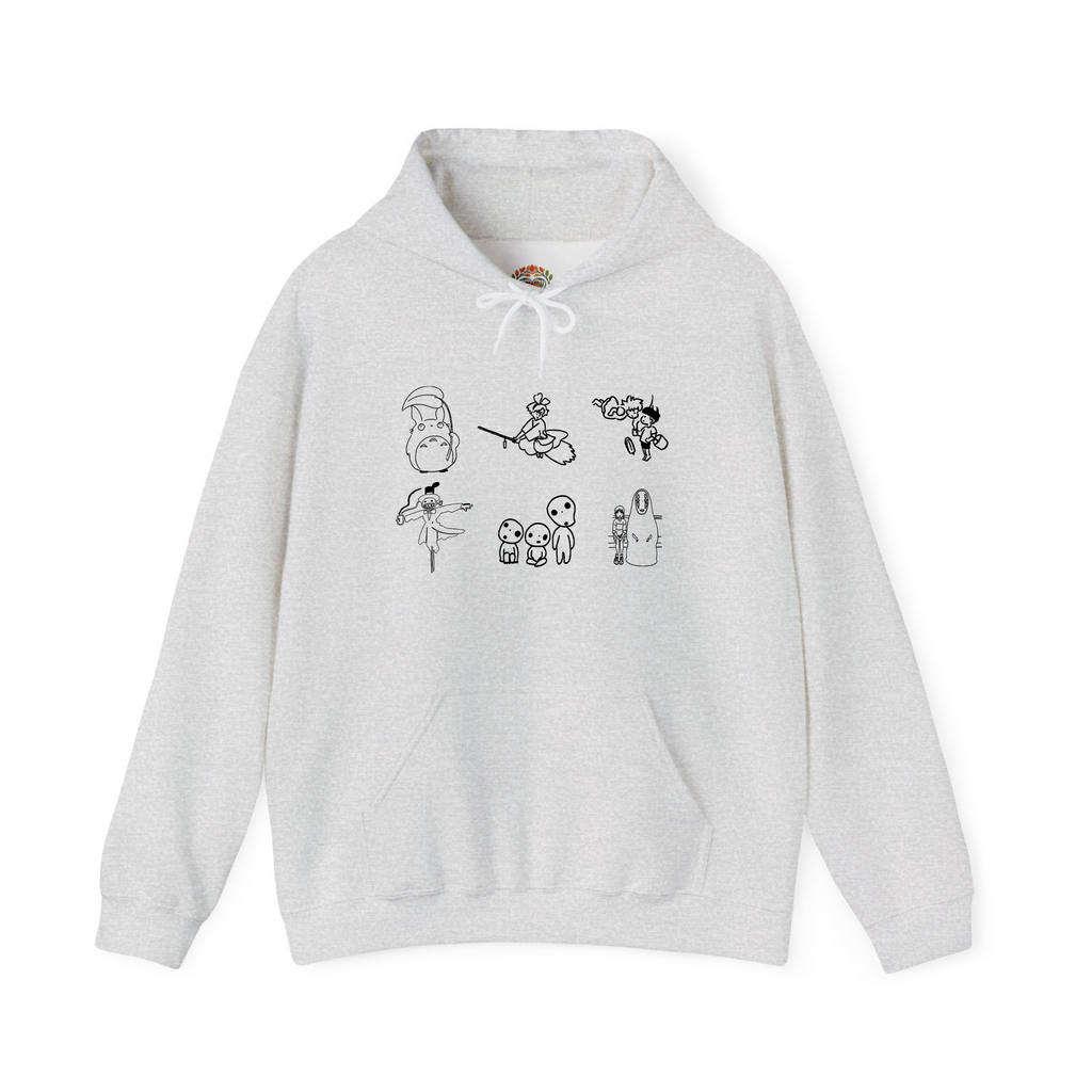 Sudadera con capucha bordada con arte lineal inspirado en Ghibli | Sudadera | Camiseta