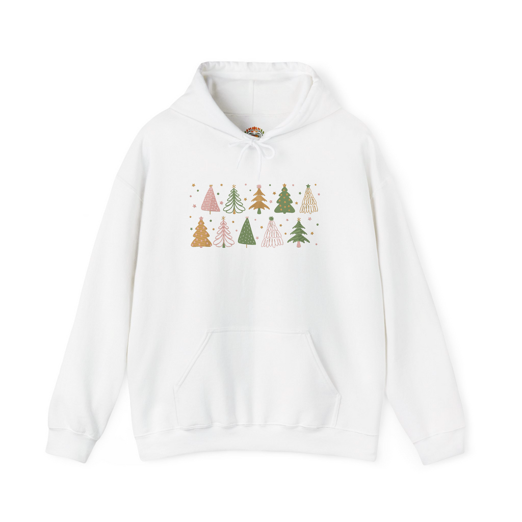Colorful Decorative Christmas Trees Embroidery Hoodie | Sweatshirt