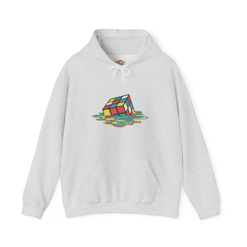 Anamorphic Illusion "Melting Rubik's Cube Embroidery Hoodie | Sweatshirt | T-shirt