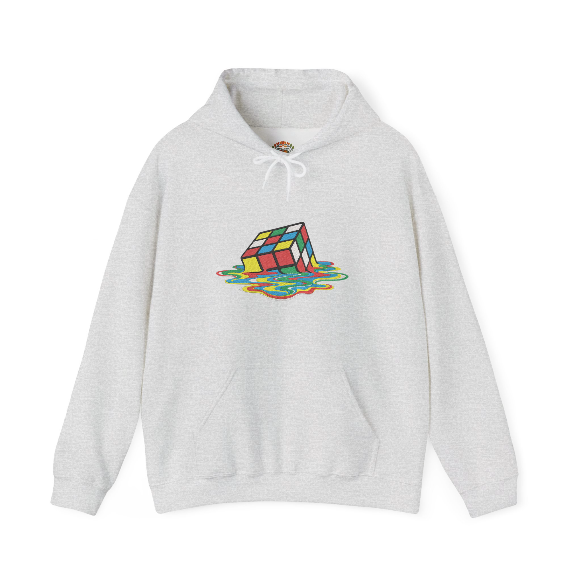 Anamorphic Illusion "Melting Rubik's Cube Embroidery Hoodie | Sweatshirt | T-shirt