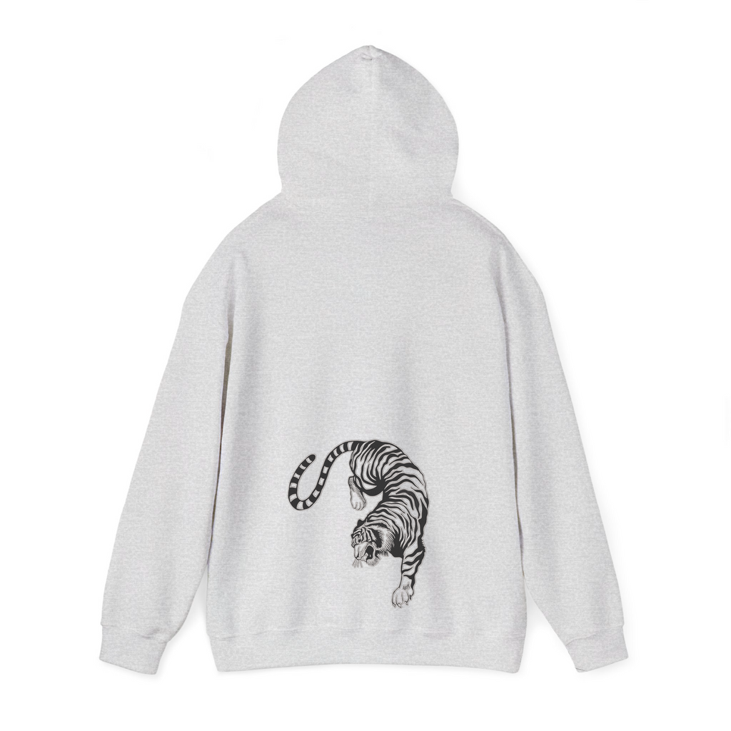 Sudadera con capucha y bordado de tigre siberiano en blanco y negro | Sudadera