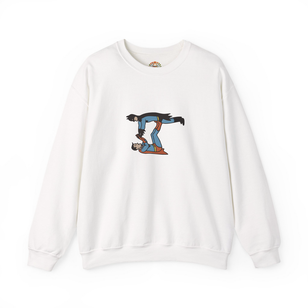 Super-mannn Lifting Bat-mann Embroidery Hoodie | Sweatshirt