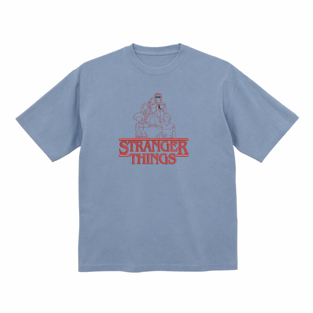Stranger Things Cast Line Art Embroidered Premium T shirt