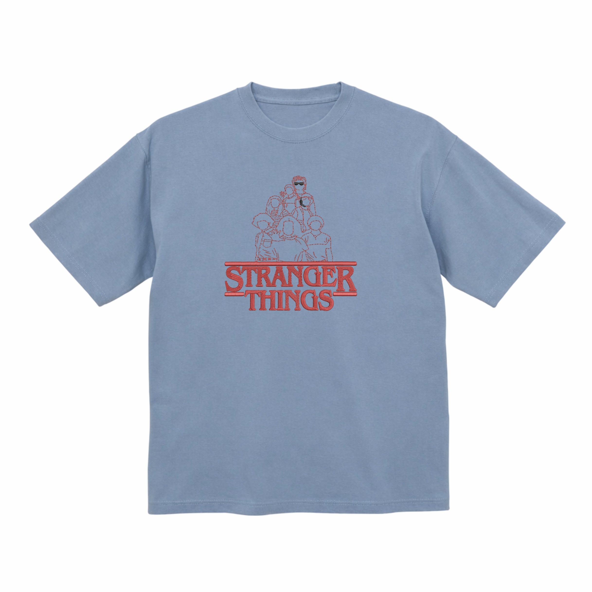 Stranger Things Cast Line Art Embroidered Premium T shirt