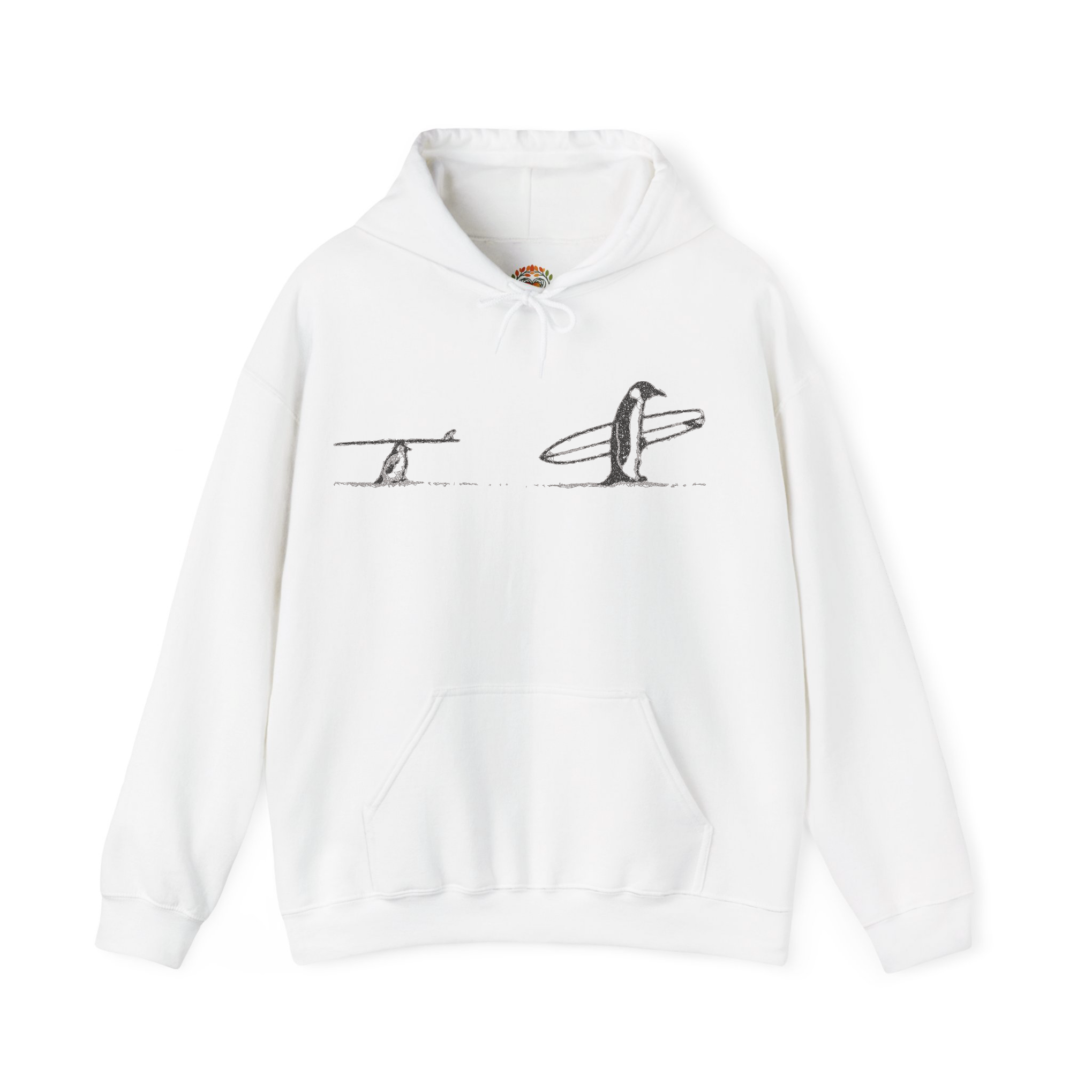 Penguin Surfing Embroidery Hoodie | Sweatshirt | T-shirt