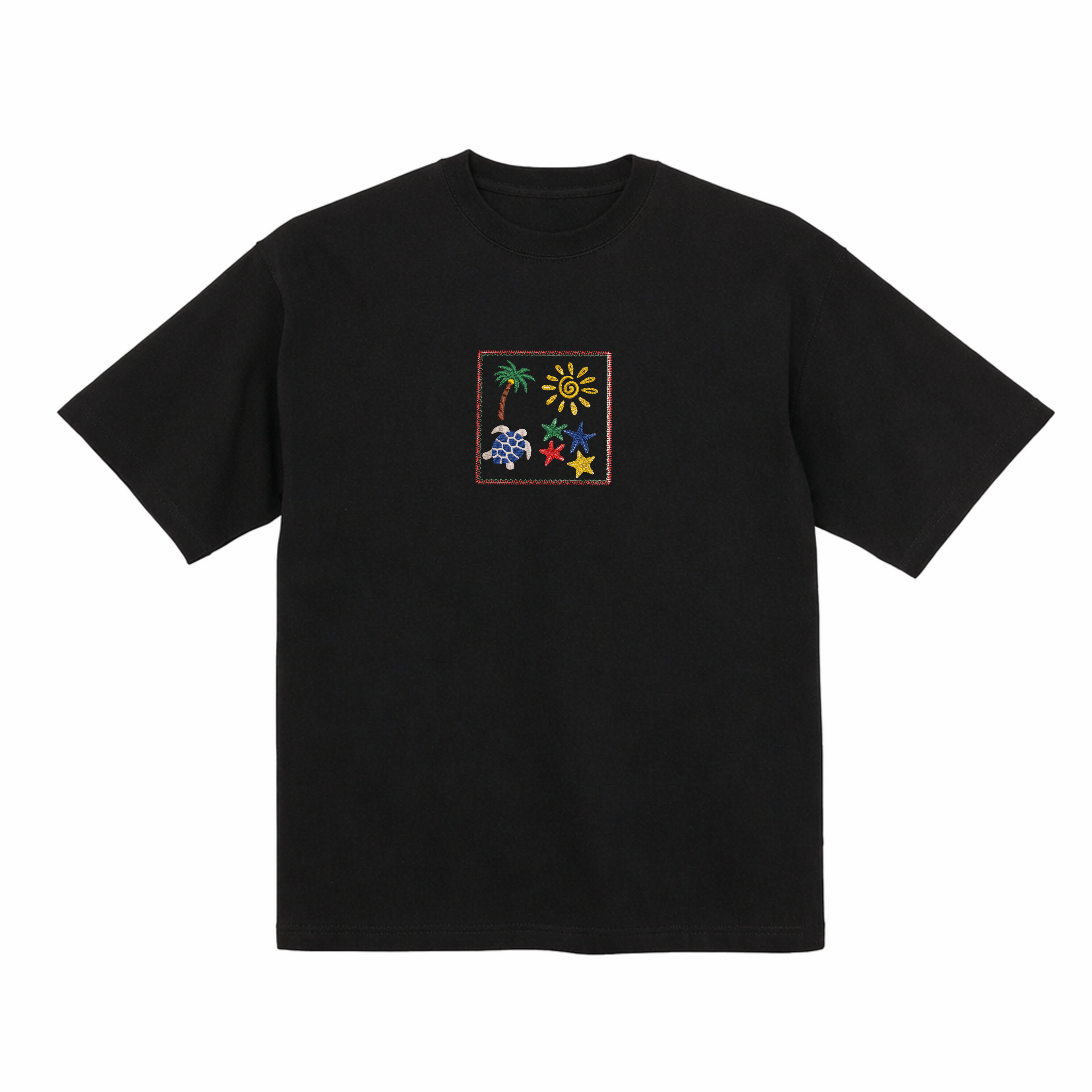 Sun Beach Ocean Summer Embroidered Premium T shirt | Matching Set Adults and Kids